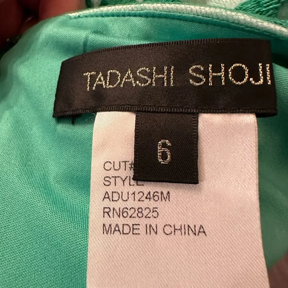 Tadashi Shoji Green Lace Embroidered Fit-and-Flare Cocktail Dress Size 6 - Picture 9 of 10